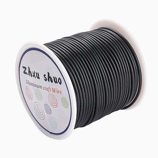 12 Gauge(2mm) Aluminum Wire 35 Yards Anodized Metal Wire for Bonsai Armature Crafting Sculpting Jewelry Craft Making Beading Floral (Black, 12 Gauge)