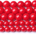 10MM Coral Red Glass Beads Natural Stone Crystal Energy Round Loose Beads for Jewelry Making Bracelet 72pcs 2 Strands 32"