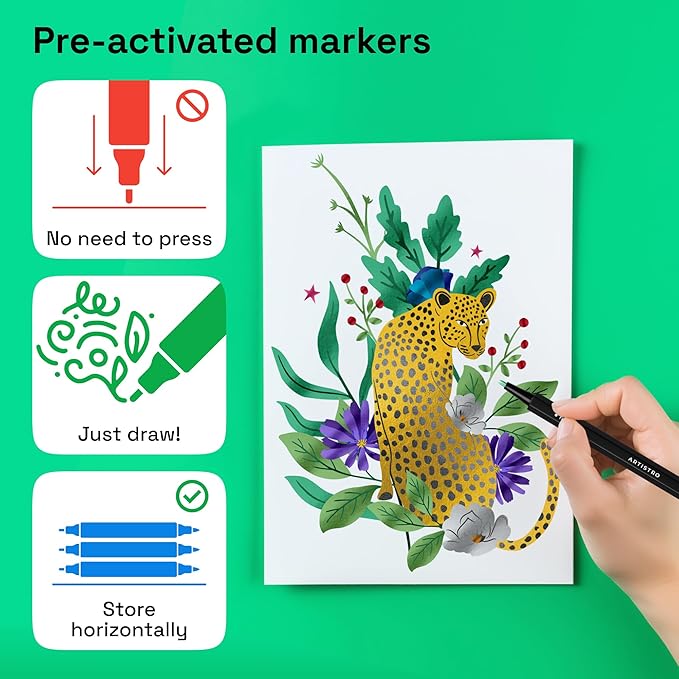ARTISTRO Paint Pens for Rock Painting, Stone, Ceramic, Glass, Wood, Fabric, Scrapbooking, DIY Craft Making (24 Metallic Fine Tip)