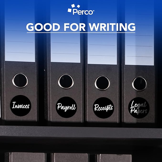 Perco Black 3-Inch Perforated Circle Dot Sticker Labels — 10 Rolls, 5,000 Round Stickers — with Permanent Adhesive for Moving Boxes, Sale Signage, Displays, Status Messaging—Made in USA