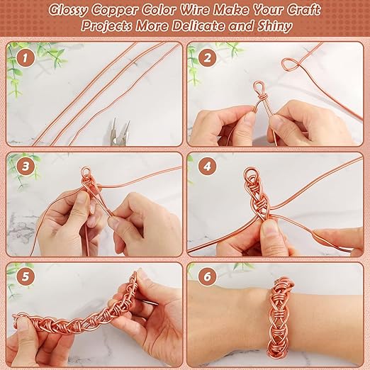 Aluminum Wire, Anezus 9 Gauge Craft Bendable Armature Thick Wire for Wreath, Jewelry Making, Gardening, Sculpting, Cosplay Props (Copper, 3 mm)