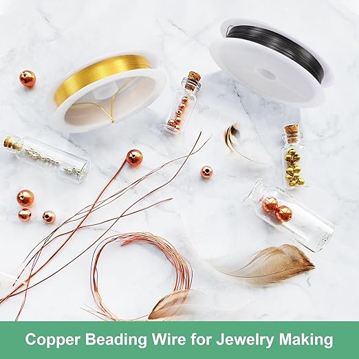 0.3 mm/28 Gauge Copper Wire for Jewelry Making, 49.2FT Copper Beading Craft Wire for Jewelry/Weaving/DIY Crafting/Planting, Color-Retaining [15M, KC-Gold]