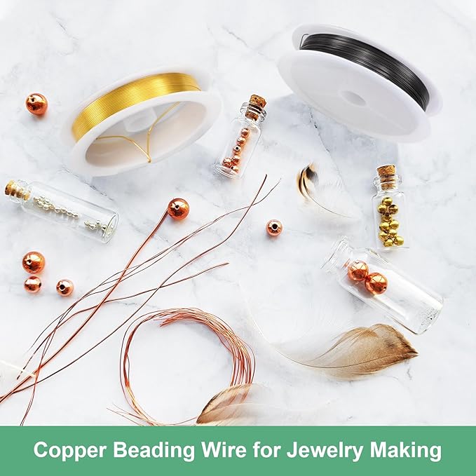 0.3 mm/28 Gauge Copper Wire for Jewelry Making, 49.2FT Copper Beading Craft Wire for Jewelry/Weaving/DIY Crafting/Planting, Color-Retaining [15M, Gold Tone]