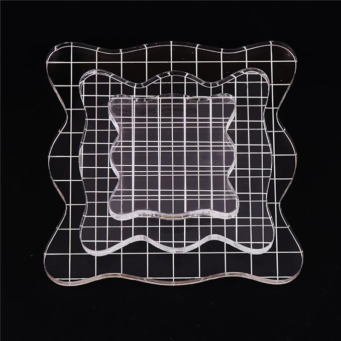 DECORA Acrylic Clear Rubber Stamping Blocks Set with Grid Package of 3