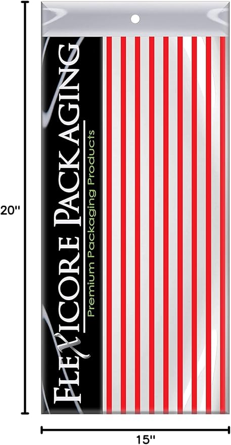 Flexicore Packaging Red Pin Stripe Print Gift Wrap Tissue Paper Size: 15 Inch X 20 Inch | Count: 10 Sheets | Color: Red Pin Stripe