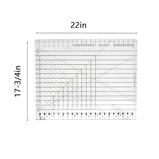 Slotted Quilting Rule, 17-3/4in x 22in, XL Quilting Rulers and Templates, Non-Slip Grip Extra Large Acrylic Fabric Strip Cutting, Sewing, Crafting, Patchwork Ruler & Template