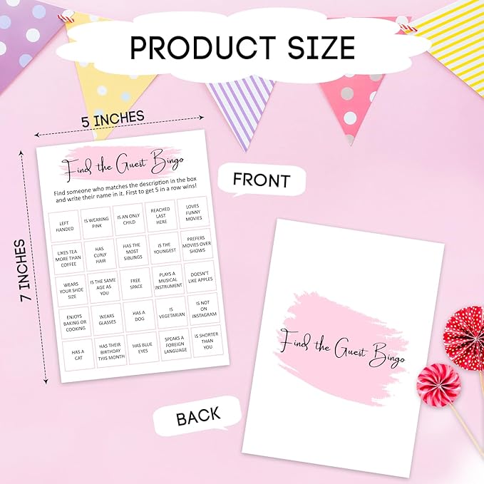 Birthday Party Bingo Game - Find The Guest Bingo, Birthday Party Activity Favor, Set of 20 Games Cards, Birthday Supplies, Activity, Decorations -B05