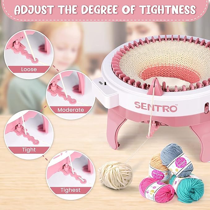 BZVV Knitting Machine for SENTRO 48 Needles Smart Knitting Crochet Machine with Row Counter for Adults and Beginners, Knitting Board Rotating Double Loom, Weaving Loom Machine Kit New Year Gifts