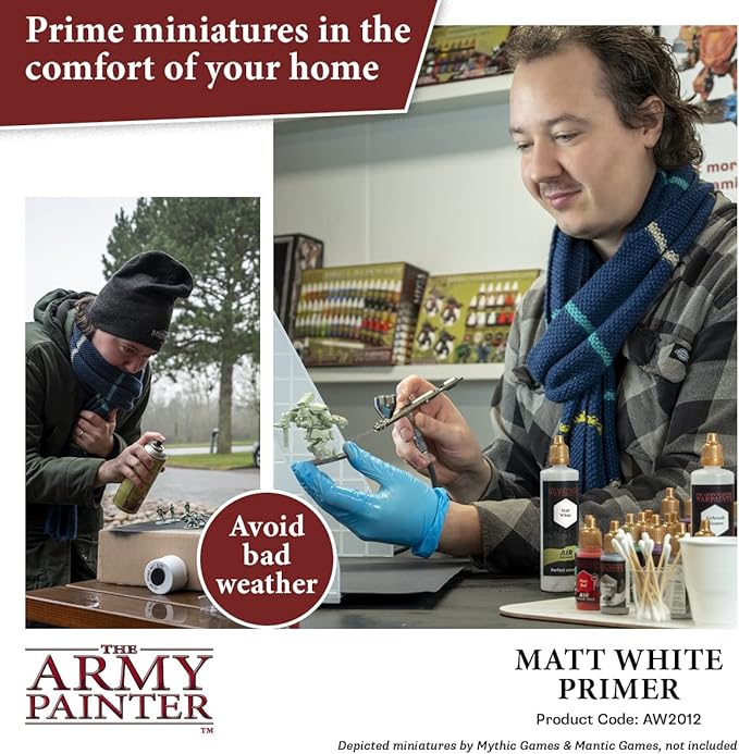 The Army Painter Airbrush Primer White, 100ml Dropper Bottle Acrylic Paint Primer, Acrylic Airbrush Paint Primer for Airbrushing and Painting Wargaming Miniatures, Perfect for Tabletop Boardgames