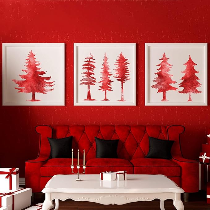 8 Pieces Pine Tree Stencils Art Painting Templates Stencils for Painting on Wood Winter Holiday DIY Wall Floor Decor Supplies (11.4 x 11.4 Inch)