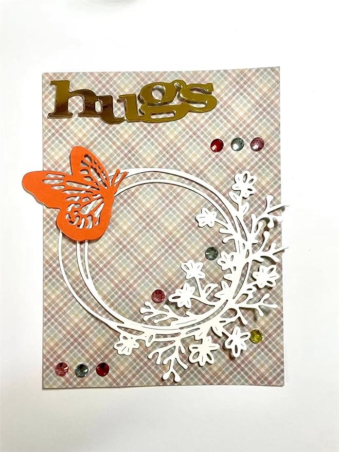 Mvchifay Cutting Dies Happy Birthday Metal Stencils Scrapbooking Tool DIY Emboss Paper Card Making (Wreath-11.2x11cm)