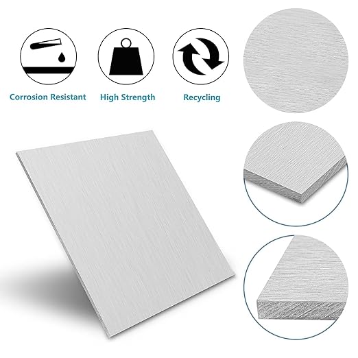 6061 Aluminum Sheet Plate, 10" x 14" x 1/4" Thickness Heavy Duty Aluminum Sheets Plates with Protective Film, Rectangle Aluminum Plate Solid Metal Sheet Plate for DIY Projects Base Plate