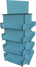 TORCHED DISPLAYS 4-Sided Rotating Display Stand - Craft Shows, Trade Shows, Markets - Small & Medium-Sized Items like Stickers, Postcards, Coasters, Note Pads, Napkins, Easy to Assemble (Blue)