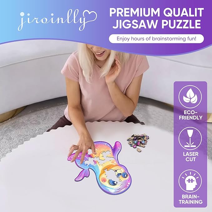 Wooden Puzzles for Adult and Kids, 100 Pieces Ocean Puzzle, Unique Shaped Sea Lions Wooden Preschool Puzzle, Toddler Wooden Puzzle Toy Gift for Family and Friends, Suitable for Family Games