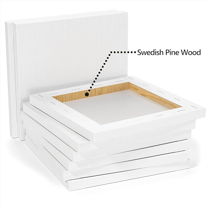 GOTIDEAL Stretched Canvases for Painting, 18x24" Inch Set of 5, Primed White - 100% Cotton Blank Art Canvas Boards for Painting for Acrylic Pouring, Oil Paint Dry & Wet Art Media