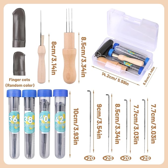 82PCS Needle Felting Tools, Needle Felting Needles, 4 Sizes Felting Needles with Needle Bottle Felting Tool Holders, Complete Needle Felting Supplies for Beginner Professional