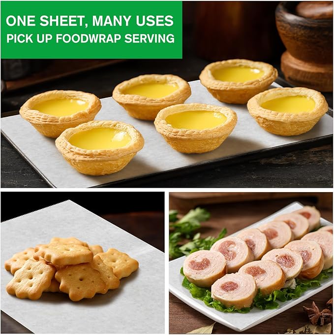 Precut POP UP Deli Paper Sheet Pack of 200, Interfolded Heavy Paper for Food Wrap and Serving (8" x 10-1/2", White）