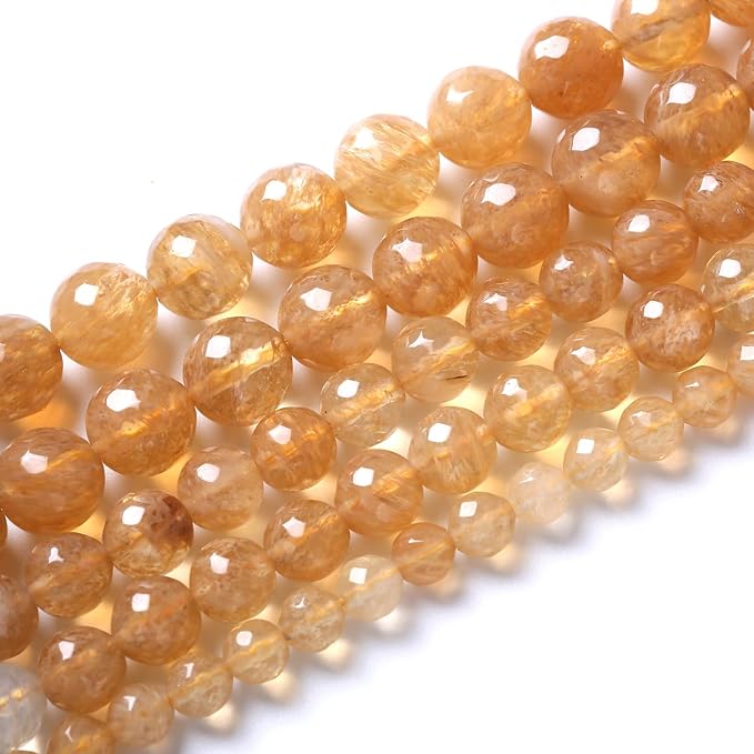 90pcs 4mm Natural Faceted Tea Watermenlon Jade Stone Beads for Jewelry Making Energy Healing Beads DIY Bracelet Necklace Accessories 15" (4mm, Faceted Tea Yellow Jade)