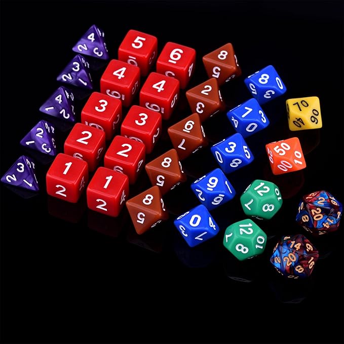 Extended Dice RPG Set 15 x 31 Polyhedral Dice (465 Piece) for DND 5e Tabletop Adventure Games (15 Colors - Classic)