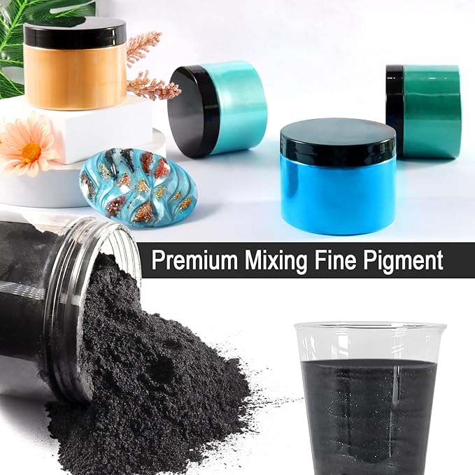 Ceya Mica Powder, 5.3oz/ 150g Black Pearlescent Effect Colorant Pigment Powder for Epoxy Resin, Tumblers, Slime Bath Bomb, Soap Dye, Slime, Candle Making, Resin Crafting, Paint, Jewelry, Nail Polish