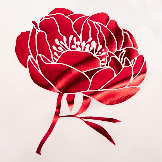 VINYL FROG Metallic Foil HTV Vinyl Roll 12" x5ft Red Heat Transfer Vinyl Chrome Iron on Vinyl Easy to Cut & Weed DIY Heat Press Design for T-Shirts