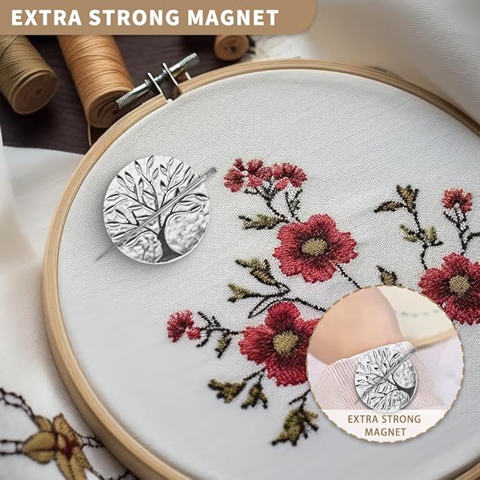 Needle Minder Magnet, Magnetic Needle Minder, Needle Minders Magnetic Cross Stitch Accessories, Magnetic Needle Holder, Life Tree, Butterfly, Cats, Owl, Heart (TreeofLife)