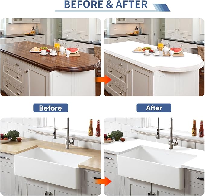 GLAINTE Bright White Marble Countertop Paint Kit Epoxy Countertop Refinishing Paint for Kitchen Bathroom Cover 38 Sq.Ft