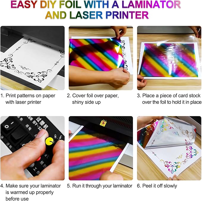Briartw 20x29cm Hot Foil Paper 50 Sheets Pack Toner Reactive Foil Hot Stamping Foil Paper by Laser Printer and Laminator for Scrapbooking Craft Cardmaking DIY Album (Red, 50 Sheets)