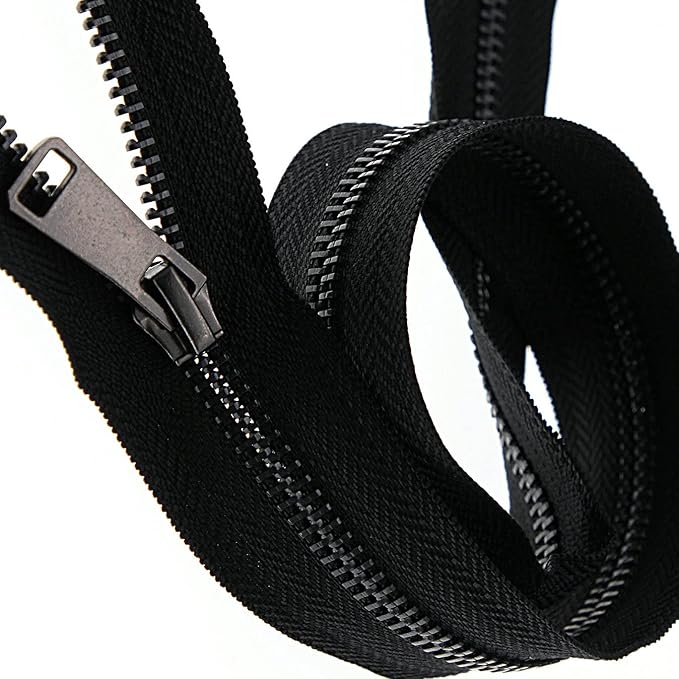 #5 Metal Zippers by The Yard Bulk 2 Yards Black Tape with 10 pcs Sliders Black Nickel Teeth Handmade Zipper for Sewing Craft Bag Backpack, Wallets, Purses Leekayer