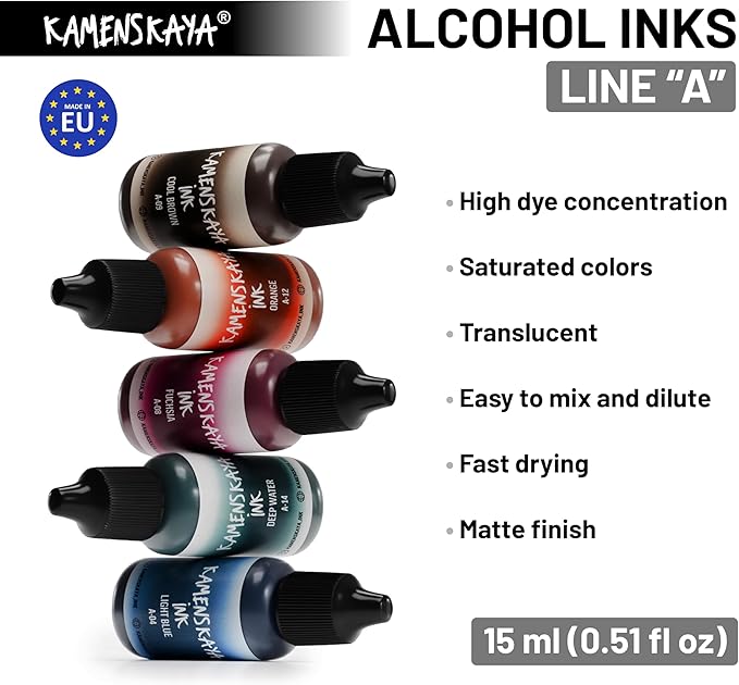 Alcohol Ink Set - 34 Color Variations - Set #30-4 Alcohol Inks x 0.51 fl oz (15 ml)