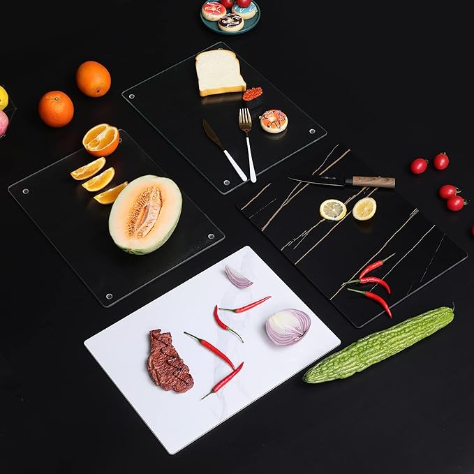 Murrey Home Glass Cutting Board for Kitchen Counter, Tempered Glass Chopping Boards Dishwasher Safe, Small Clear Countertop Tray, Scratch Resistant, Heat Resistant, Non Toxic, Frosted, 20"x16"