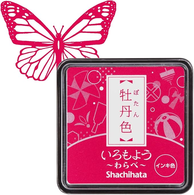IROMOYO WARABE Stamp PAD, Small Traditional Japanese Ink Colour, Oil-Based Ink pad - Pink