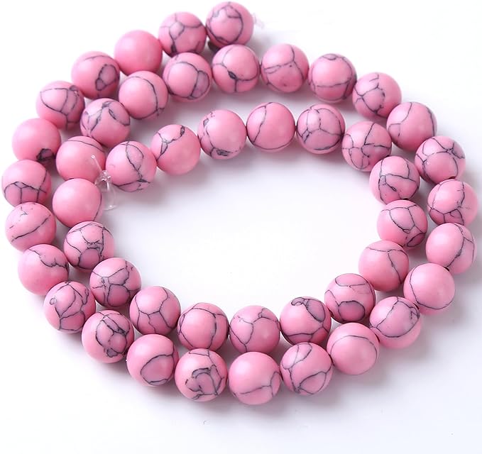 90pcs 4mm Pink Turquoise Beads Natural Stone Round Loose Spacer Beads for Jewelry Making DIY Bracelet Necklace 1 Strand 15.5inch