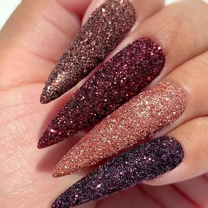6 Colors Holographic Nail Art Glitter, Ultra Fine Metallic Shining Glitter Dust, Retro Champagne Golden Reflective Sugar Dipping Pigment for DIY Gel Polish Nail Art Decoration, Resin Craft