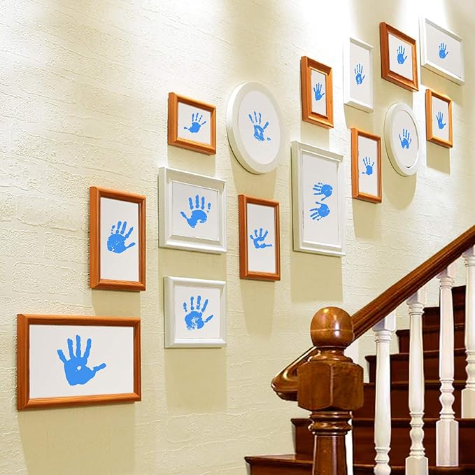 Ink Pad, 5x4'' Washable Non-Toxic Ink Stamp Pad for Baby Footprint Handprint, Sky Blue