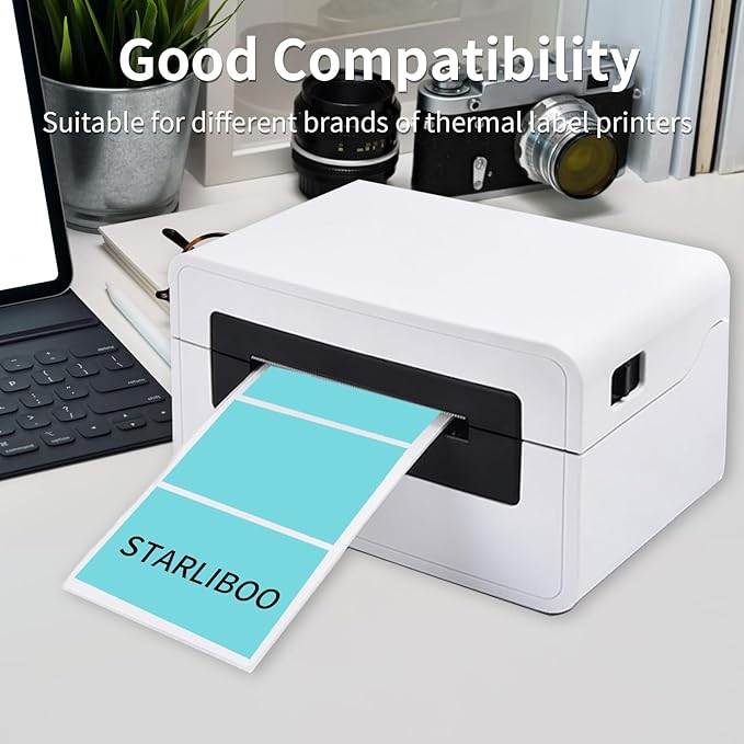 STARLIBOO 3x2 inch Color Direct Thermal Label Stickers for Shipping, Barcode, Address, Compatible with Rollo Label Printer & Zebra Desktop Printers (Lake Blue)