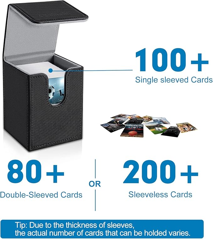 Mlikero 2 Pack Card Deck Box, Commander Deck Box Holds 200+ Single Sleeved Cards with 2 Dividers, Leather Magnetic Card Box Fit for MTG, TCG