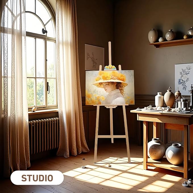 Wooden Easel Stand for Sign and Painting - Adjustable Artist Easel for Adults - Home & Wedding Display, Art Easel with Canvas Holder for Studio, Classroom