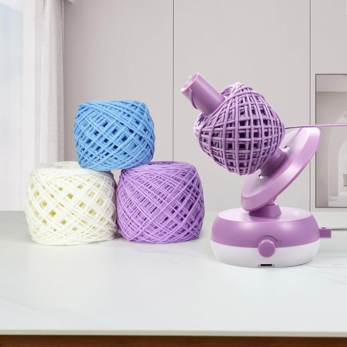 Electric Yarn Winder for Crocheting - Large Capacity Yarn Ball Winder for Knitting, Adjustable Yarn Ball Tension,Stepless Speed, Good Helper for Knitting Lovers, Purple
