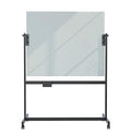 U Brands Magnetic Glass Dry-Erase Board Rolling Easel, 49" X 41" Inches, White Frosted Surface