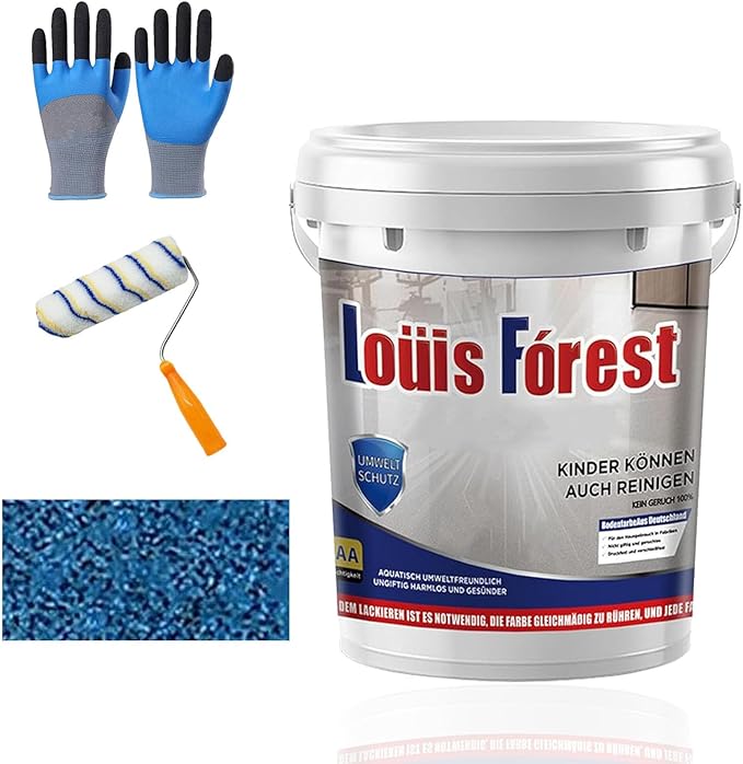 Louis Forest Epoxy Floor Paint, High-Gloss Marble Effect Coating, Epoxy Colored Sand Floor Paint, Wear-Resistant and Non-Slip for Indoor Outdoor (1KG-Dark blue)