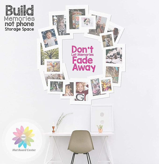 Mat Board Center, Pack of 20, 16x20 for 12x16 White Photo Picture Mats - Acid Free, 4-ply Thickness, White Core - for Pictures, Photos, Framing