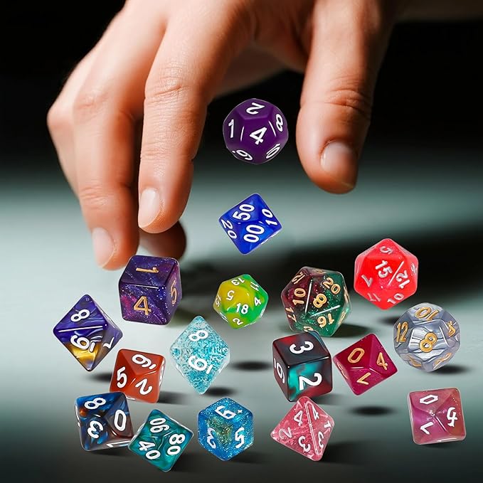 QMay 35 Sets Polyhedral Dice - 35 X 7 (245 Pieces) DND Dice with a D&D Dice Large Drawstring Bag, 35 Colors D4 D6 D8 D10 D% D12 D20, Great for Dungeons and Dragons, RPG, MTG,Role Playing Table Games