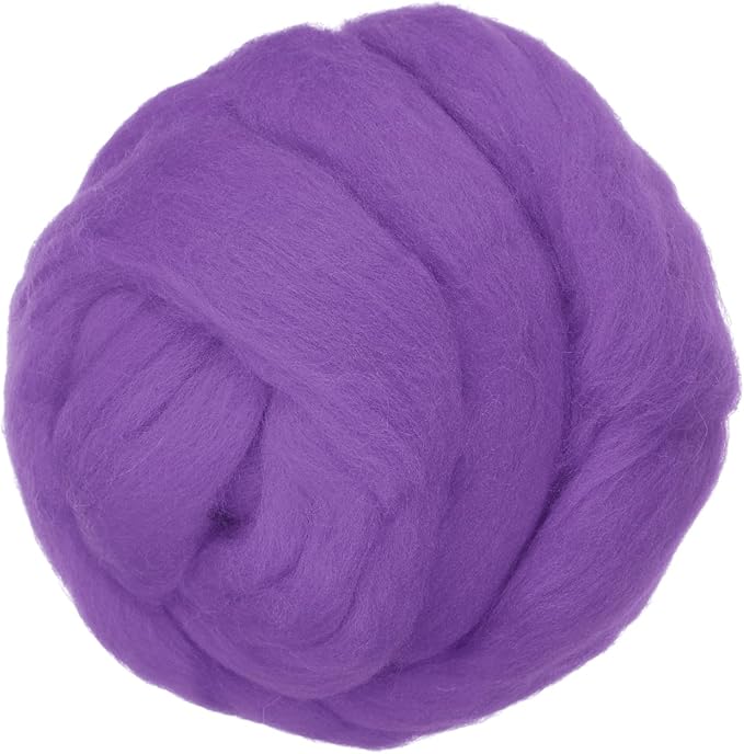 PATIKIL Wool Roving Yarn, 250G/8.8OZ Felting Wool Pure Roving Yarn, Purple
