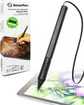 SonarPen - Pressure Sensitive Smart Stylus Pen with Palm Rejection and Shortcut Button. Battery-Less. Compatible with Apple iPad/iPhone/Android/Switch (Black)