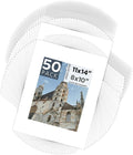 Mat Board Center, Pack of 50, 11x14 for 8x10 White Picture Mat Sets - Acid Free, 4-ply Thickness, Bevel Pre-Cut White Core - Includes Backing Boards and Clear Bags - for Pictures, Photos, Framing