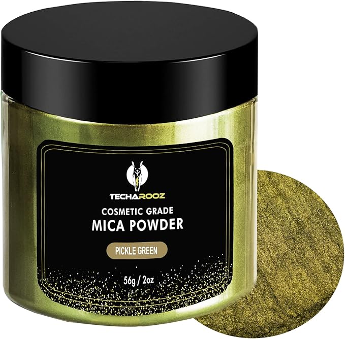 Pickle Green Mica Powder for Epoxy Resin 56g / 2oz. Jar - Techarooz 2 Tone Resin Dye Color Pigment Powder for Lip Gloss, Nails, Colorant for Slime Bath Bombs Soap Making & Polymer Clay