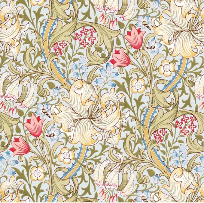 Quera 50 Pack William Morris Cocktail Napkins Golden Lily White Paper Napkins Beverage Napkins Disposable Paper Party Napkin Pack Decoration 5 "X 5"