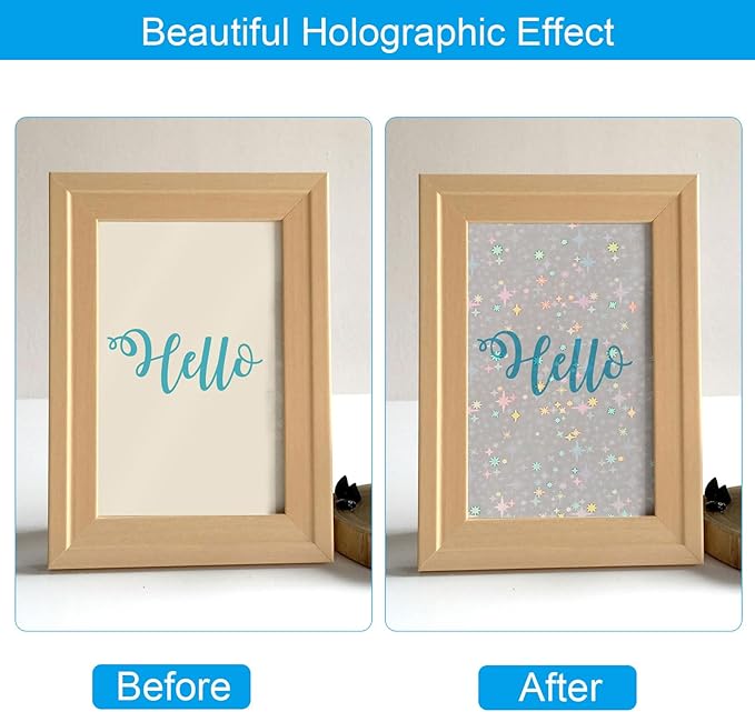 PATIKIL 11.7x8.3" Holographic Sticker Paper, 10Sheets A4 Polypropylene Self-adhesive Transparent Waterproof Laminate Overlay Film for Photo Cards Scrapbook Decorations, Starlight