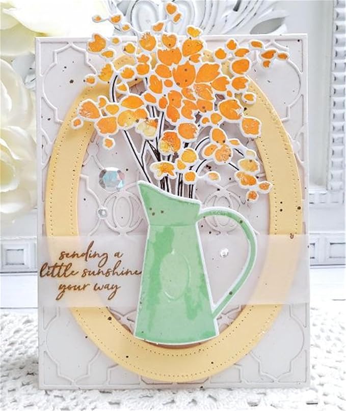 Cutting Dies Metal Stencils Scrapbooking Tools Flowers Lace Frame DIY Embossing Template for Paper Card Making Album Arts Crafts Supplies (Lantern Lace-14.4x11.2cm)
